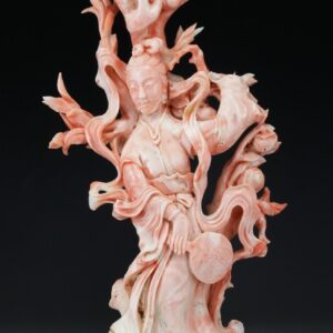 Chinese Antique Pink Coral Carved Figure