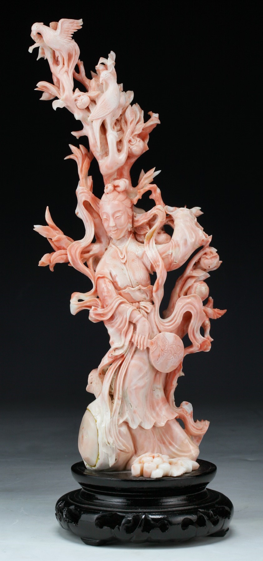 Chinese Antique Pink Coral Carved Figure