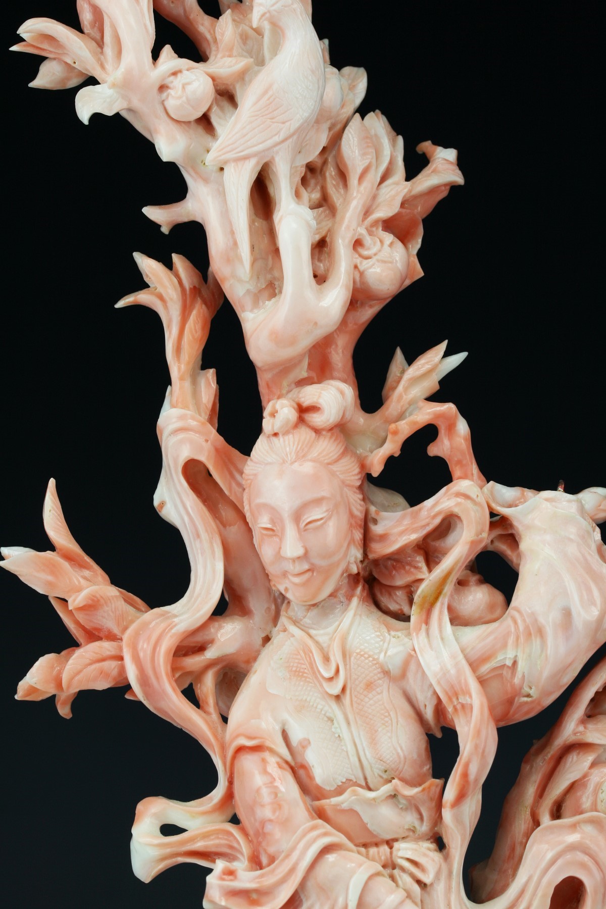 Chinese Antique Pink Coral Carved Figure - Image 2